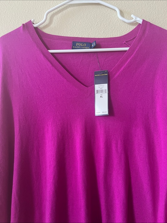 Polo Ralph Lauren Sweaters - Polo Ralph Lauren XL V-Neck Sweater in Berry soft luxury New with tags